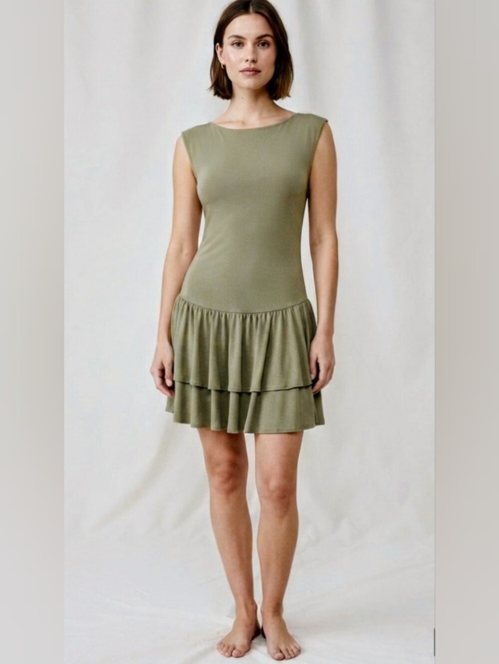 Aritzia Wilfred GoodLux Bloomsbury Dress - Size Medium- Dark Olive NWOT